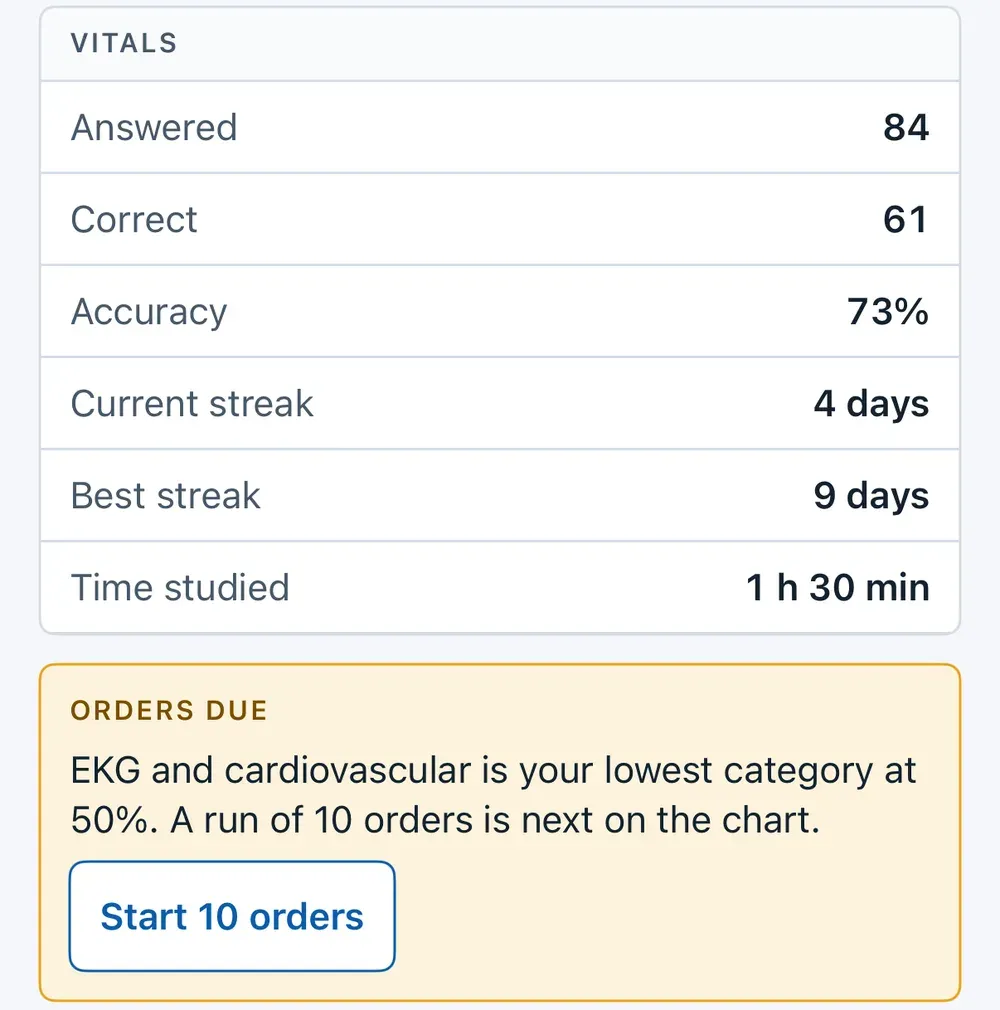 CCMA app summary screen with vitals and the orders due panel